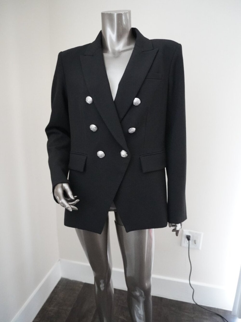 Veronica Beard Miller Dickey Blazer Black Silver Crest Buttons Jacket Size 10 - Picture 2 of 8
